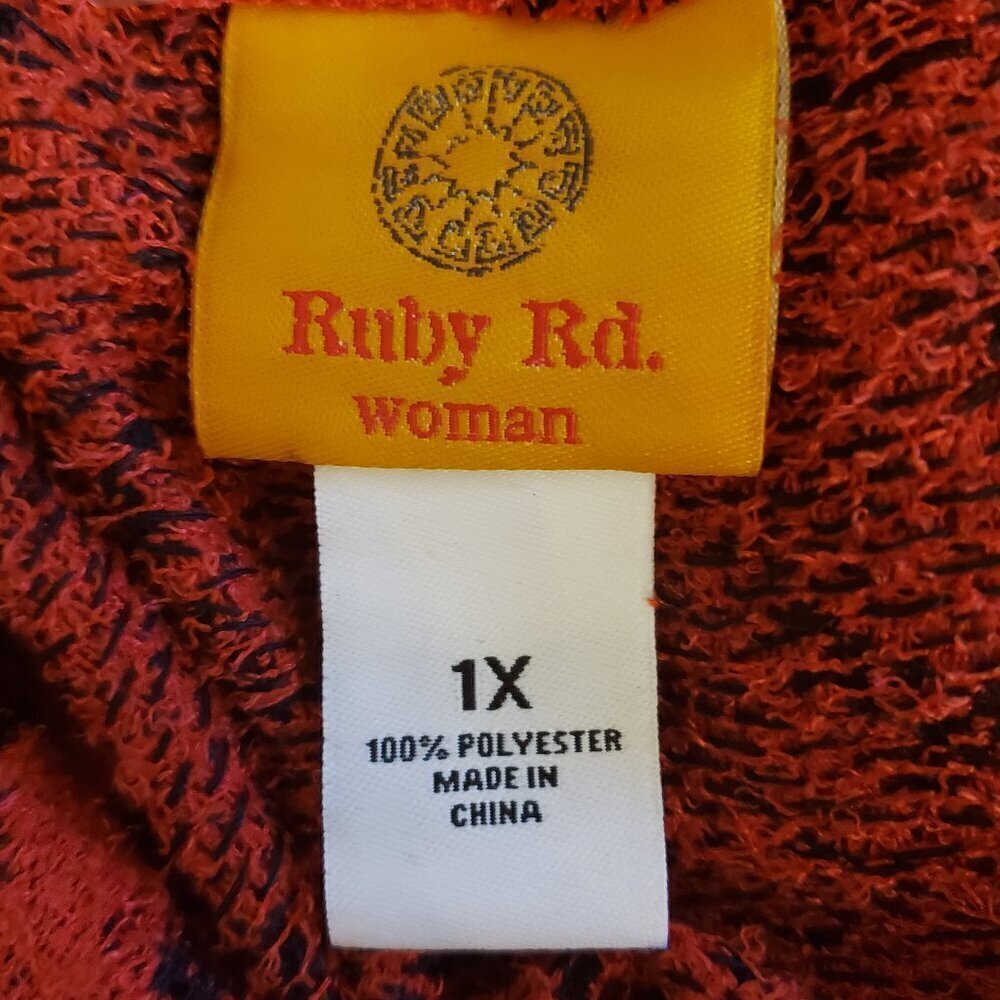 Ruby Rd Women's Textured Leopard Print Cowl Neck Sweater, Size 1X - Picture 7 of 11